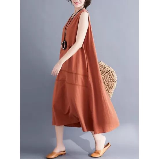 Casual Sleeveless A-line Long dress