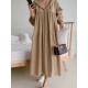 Urban Solid Color Pleated Long Sleeves Hooded Midi Dress