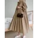 Urban Solid Color Pleated Long Sleeves Hooded Midi Dress