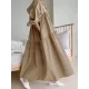 Urban Solid Color Pleated Long Sleeves Hooded Midi Dress