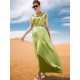 Vintage Loose Solid Color Round-Neck Midi Dress