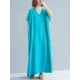 9 Colors Loose Solid Color V-Neck Maxi Dress