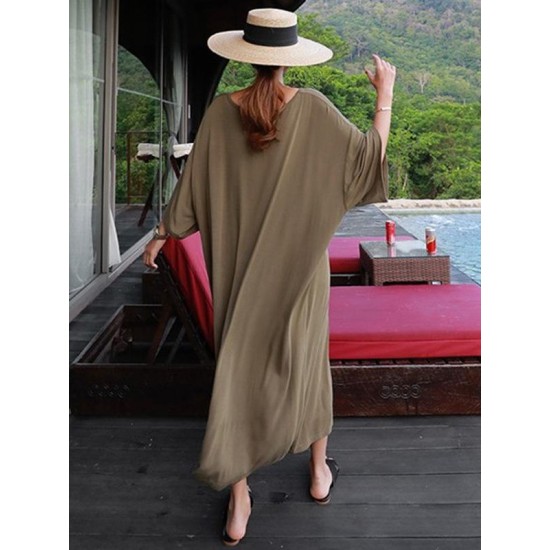 Loose Soft Batwing Sleeve Long Dress