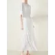 Loose Pleated With Waistband Solid Color Round-Neck Maxi Dresses