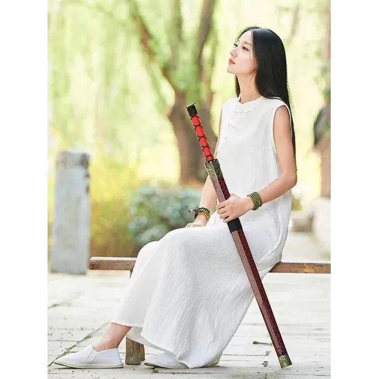 White Ramie Cotton Sleeveless Linen Dress