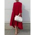 Casual Long Sleeves High-Low Solid Color Maxi Dresses