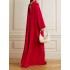 Long Sleeves Hollow Pockets Solid Color High-Neck Evening Dresses