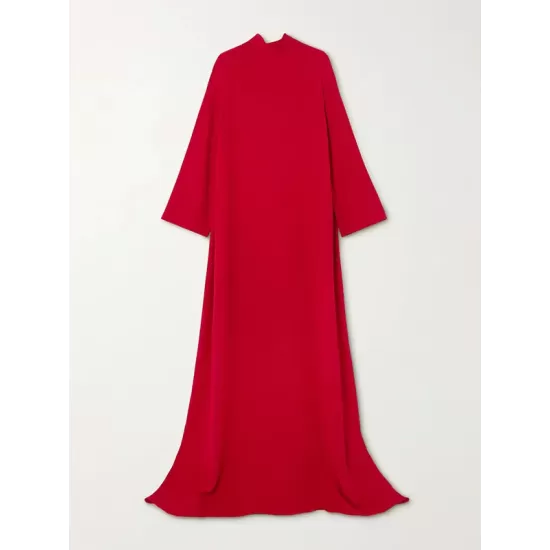 Long Sleeves Hollow Pockets Solid Color High-Neck Evening Dresses