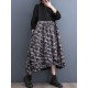 Drawstring Printed Split-Joint Zipper Long Sleeves Loose Midi Dresses