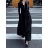 Pleated Solid Color Split-Joint Zipper High Waisted Long Sleeves V-Neck Midi Dresses