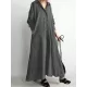 Buttoned Striped A-Line Long Sleeves Lapel Shirt Dress Maxi Dresses