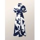 Short Sleeves Printed Lapel Maxi Dresses