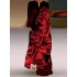 Floral Printed Gradient Long Sleeves Loose V-Neck Maxi Dresses