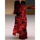 Floral Printed Gradient Long Sleeves Loose V-Neck Maxi Dresses