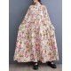 Pleated Printed Split-Joint Long Sleeves Loose Stand Collar Shirt Dress Midi Dresses