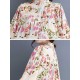 Pleated Printed Split-Joint Long Sleeves Loose Stand Collar Shirt Dress Midi Dresses