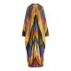 Long Sleeves Loose Contrast Color Split-Side V-Neck Maxi Dresses