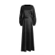 Hollow Solid Color A-Line Long Sleeves Round-Neck Maxi Dresses