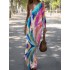 Long Sleeves Loose Asymmetric Elasticity Printed Split-side One-shoulder Maxi Dresses