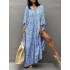 Leopard Split-Side Sun Protection Batwing Sleeves Loose V-Neck Maxi Dresses Cover-Ups Swimwear