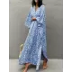 Leopard Split-Side Sun Protection Batwing Sleeves Loose V-Neck Maxi Dresses Cover-Ups Swimwear