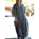 Buttoned Pockets Striped Batwing Sleeves Half Sleeves Round-Neck Maxi Dresses Beach Cover-Up