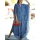 Buttoned Pockets Striped Batwing Sleeves Half Sleeves Round-Neck Maxi Dresses Beach Cover-Up