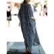 Buttoned Pockets Striped Batwing Sleeves Half Sleeves Round-Neck Maxi Dresses Beach Cover-Up