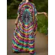 Printed Split-Side Batwing Sleeves Loose V-Neck Maxi Dresses Beach Cover-Up