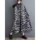 Buttoned Contrast Color Printed A-Line Long Sleeves Lapel Shirt Dress Midi Dresses