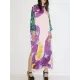 Printed Split-Side A-Line Long Sleeves Round-Neck Maxi Dresses