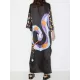 Printed Split-Side A-Line Long Sleeves Round-Neck Maxi Dresses