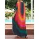 Contrast Color Printed Sun Protection Batwing Sleeves Loose Round-Neck Maxi Dresses