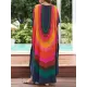 Contrast Color Printed Sun Protection Batwing Sleeves Loose Round-Neck Maxi Dresses