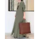 Original Solid Color Lapel Shirt Dress