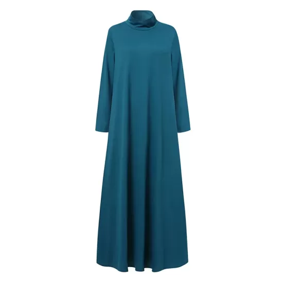 Casual Loose 4 Colors High-Neck Long Sleeves Maxi Dress