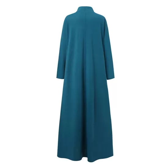 Casual Loose 4 Colors High-Neck Long Sleeves Maxi Dress