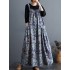 Artistic Retro Ramie Cotton Loose 3 Colors Floral Printed Square-Neck Sleeveless Strap Dress