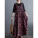 Artistic Retro Ramie Cotton Loose 3 Colors Floral Printed Square-Neck Sleeveless Strap Dress