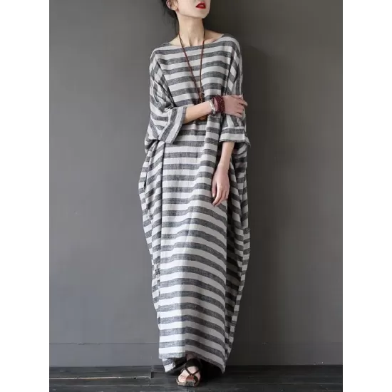 Vintage Loose Striped Dress