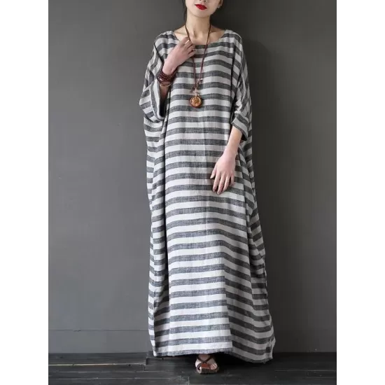 Vintage Loose Striped Dress