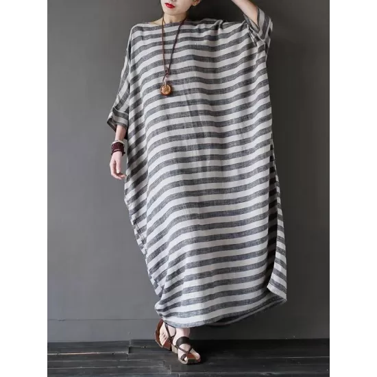 Vintage Loose Striped Dress