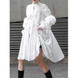 Loose Original Designed Irregular Puff Shirt Dress