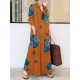 Vintage Floral Printed Lapel Oversize Maxi Dress