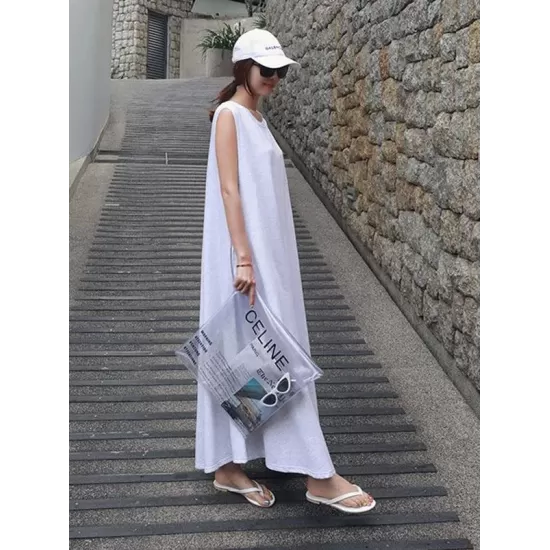 Casual Cotton Sleeveless Long Dress