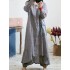 Loose Vintage Linen Plaid Round-neck Long Dress