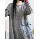 Loose Vintage Linen Plaid Round-neck Long Dress