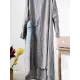 Loose Vintage Linen Plaid Round-neck Long Dress