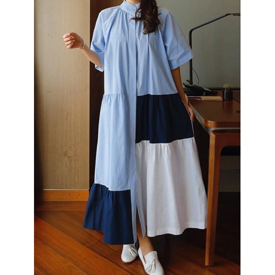 Loose Split-joint A-line Long Dress