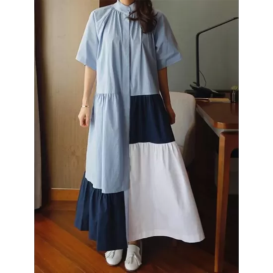 Loose Split-joint A-line Long Dress